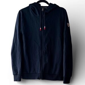 Rossignol Men's Black Hooded Full Zip Logo Cotton Sweat-shirt L EUC Streetwear